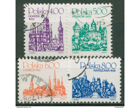 Koleksiyon, Pullar, Polonya 1981 Damgalı Polonya Kasabalarının Ufuklar