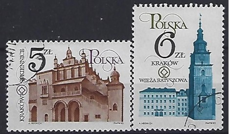 Koleksiyon, Pullar, Polonya 1983 Damgalı Krakov Anıtları Serisi
