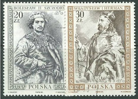 Koleksiyon, Pullar, Polonya 1989 Damgalı Polonyalı Hükümdarlar Serisi