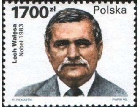 Koleksiyon, Pullar, Polonya 1990 Damgalı Nobel Barış Ödülü Kazananlar