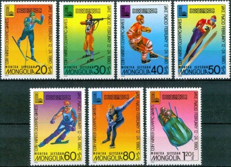 Koleksiyon, Pullar, Moğolistan 1980 Damgasız Lake Placid Kış Olimpiyat