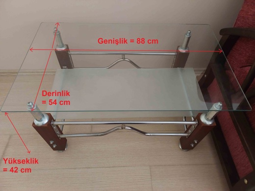 Mobilya, Sehpa Orta Cam Metal