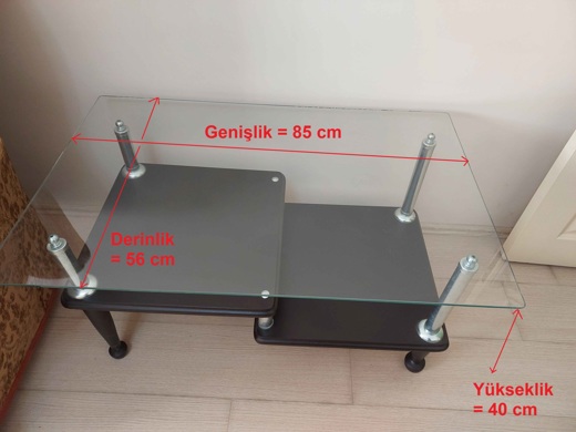 Mobilya, Sehpa Orta Cam Metal