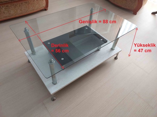 Mobilya, Sehpa Orta Cam Metal