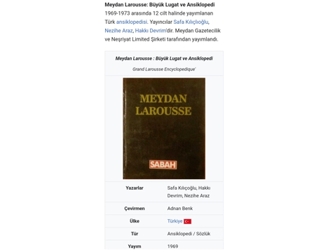 Kitap, Dergi, 12, Meydan Larousse Büyük Lugat ve Ansiklopedi