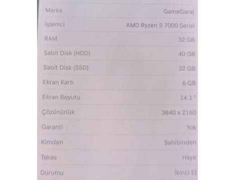Diz Üstü, Game Garaj, Satılık Düz Üstü Bilgisayar
