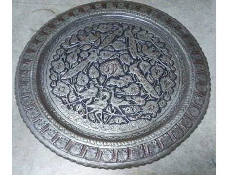 Ev, Bahçe Eşyaları, Duvar Dekorasyon Malzemeleri, Bakır Gümüş Karışımlı Tepsi El İşi Deklarasyon Luk