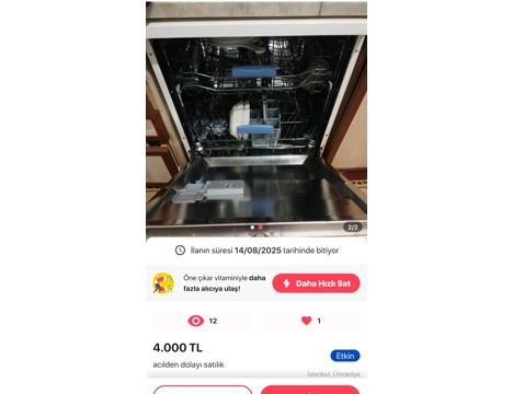Beyaz Eşya, Vestel, Vestel Yenı Cıkan Makine, A++, Bulaşık Makinesi Acil Satılık