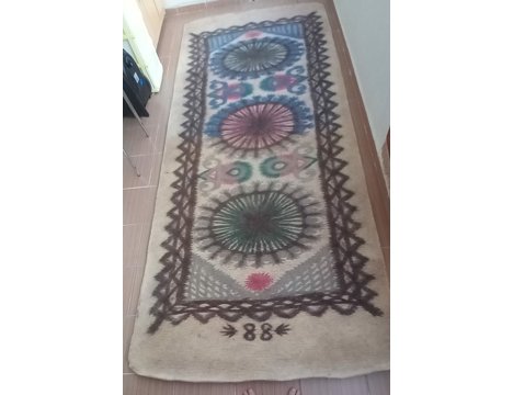 Antika Eşya, Halı, Koyun Keci Kıl Dokuma Motifli Yolluk 147+360 Cm