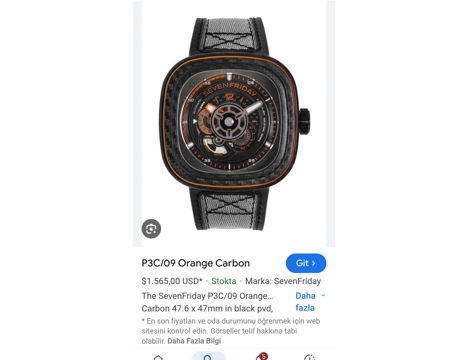 Takılar, Saatler, Seven Friday Nfc Karbon Çelik , P3c/09 Orange Carbon, 47 Mm , Seven Friday Modern Lüks Koleksiyoner