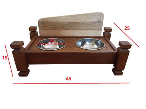 Evcil Hayvan, Dişi, Ceviz, Ahşap Kedi ve Köpek Mamalık-Mama Kabı