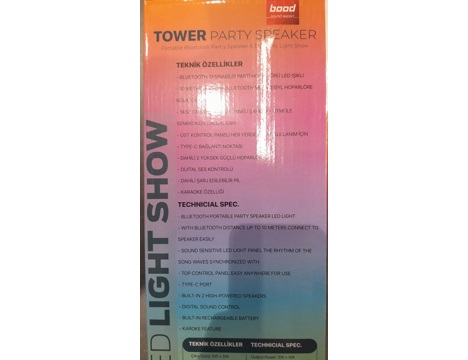 Elektronik Eşya, Hoparlör, Anfi ve Ses Sistemi, Bood Tower Party Speaker, Satılık Hoparlör Bluetoothlu