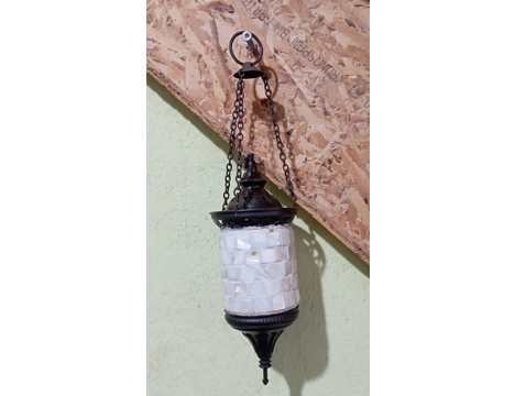 Antika Eşya, Gaz Lambası, Antika Bakır Sedef İşlemeli Mumluk