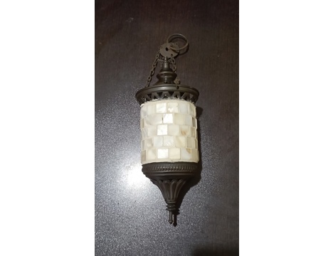 Antika Eşya, Gaz Lambası, Antika Bakır Sedef İşlemeli Mumluk