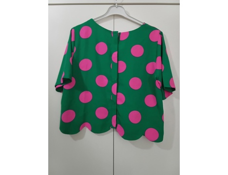 Giyim Eşyası, Bayan T-Shirt, Body, Twist Yeşil Pembe Puantiyeli T-Shirt 40 Beden Kayseri