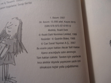 Kitap, Dergi, Çocuk Kitapları, Matilda - Roald Dahl Roman Tertemiz
