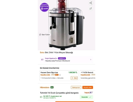 Elektronik Eşya, Ev Aletleri, Beko Meyve Sıkacağı , Beko Meyve Sıkacağı
