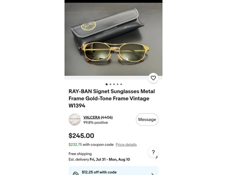 Takılar, Gözlük, Rayban, Ünisekx, Ray-Ban Güneş Gözlü Yapım Tarihi 1990 İle 1980 Yı