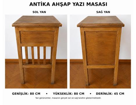 Antika Eşya, Antika Ahşap Yazı ve Çalışma Masası 4 Çekmeceli