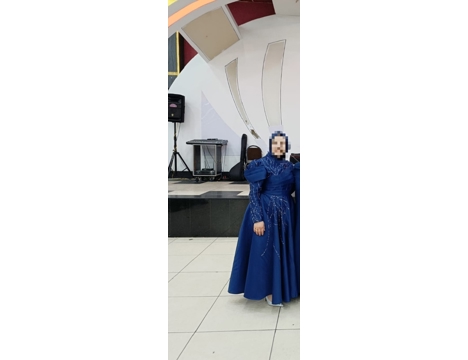 Giyim Eşyası, Elbise ve Tunik, 44, Lacivert Abiye Elbise Şal İle Birlikte İstanbul Zeytinburnu