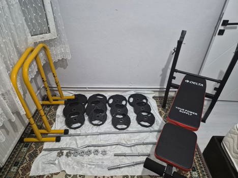 Spor Eşyaları, Diğer Spor Malzemeleri, Acdspor, Erkek, Demir Döküm Halter Seti Bench Sehpası Dips Standı Kocaeli