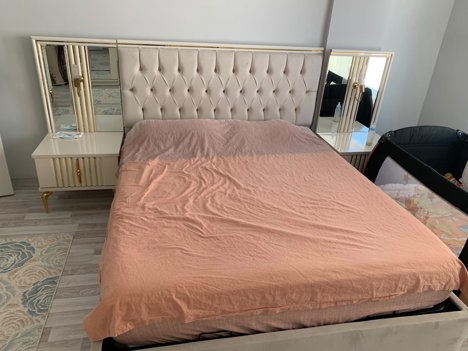 Mobilya, Yatak Odası Mobilyaları, Özel Yapım Beyaz Gold İşleme Yatak Odası Takımı Ankara