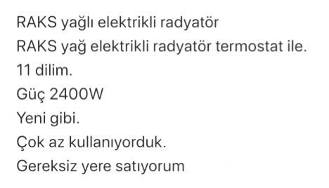 Beyaz Eşya, Diğer Beyaz Eşyalar, Raks Side 11 Bölme Yağ Radyatörü Sahibinden Antalya