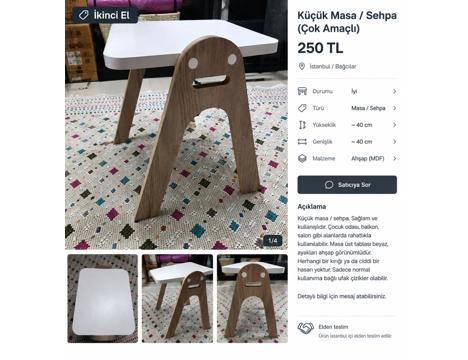Mobilya, İkinci El Sehpa Bir Adet Daha Vardır
