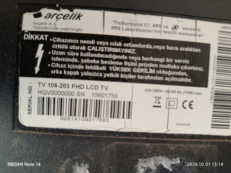Elektronik Eşya, Lcd Televizyon, Görselde Mevcuttur , Arçelik Televizyon 106*56