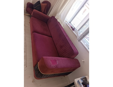 Mobilya, Komple Salon Mobilyası, 2020, Modalife Mobilya 3+3+1 Koltuk, Modalife 3+3+1 Bordo Koltuk Takımı İkinci El 3.000 Tl M