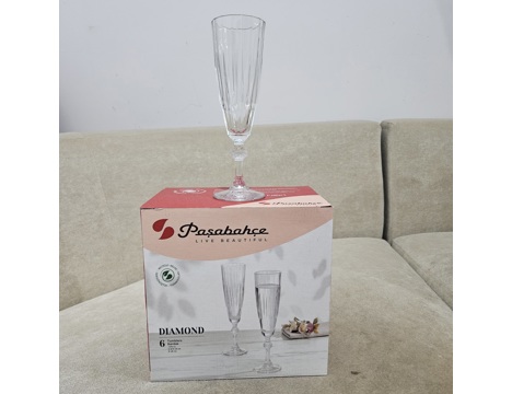 Ev, Bahçe Eşyaları, Cam Eşyalar, Cam Bardak Takımı, Paşabahçe Diamond 6Lı Flüt Sıfır Kutulu 300 Tl İstanbul