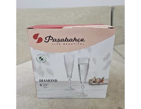 Ev, Bahçe Eşyaları, Cam Eşyalar, Cam Bardak Takımı, Paşabahçe Diamond 6Lı Flüt Sıfır Kutulu 300 Tl İstanbul