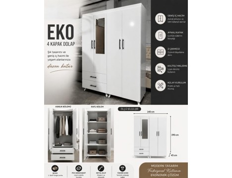 Mobilya, Bebek, Çocuk, Genç Odası, Eko 4 Kapaklı Dolap Sıfır Sahibinden 5.250 Tl Kayseri