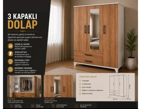 Mobilya, Bebek, Çocuk, Genç Odası, 3 Kapaklı Dolap 180X105 Cm Sıfır 3.600 Tl Kayseri
