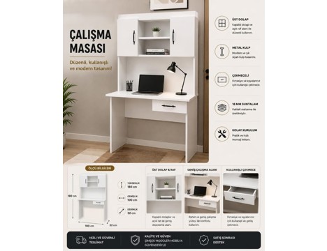 Mobilya, Bebek, Çocuk, Genç Odası, Çalışma Masası Kitaplıklı 180 Cm Sıfır 3.250 Tl Kayseri