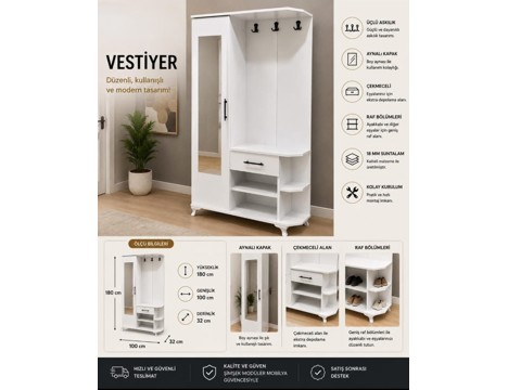 Mobilya, Diğer Mobilyalar, Vestiyer Eko 180 Cm Sıfır Sahibinden 3.250 Tl Kayseri
