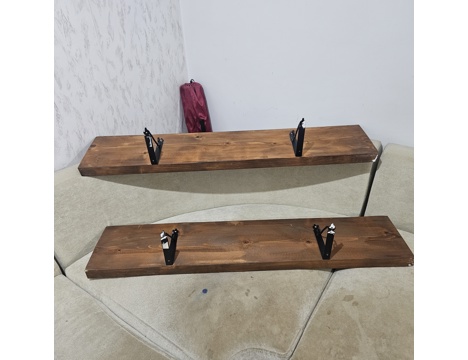Ev, Bahçe Eşyaları, Duvar Dekorasyon Malzemeleri, Masif Ahşap Raf 2 Adet , İki Set Masif Ahşap Duvar Raf, 120X24 Cm