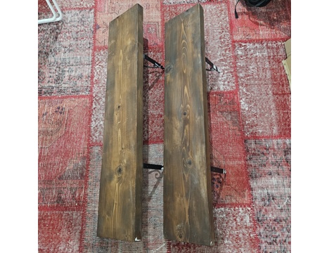 Ev, Bahçe Eşyaları, Duvar Dekorasyon Malzemeleri, Masif Ahşap Raf 2 Adet , İki Set Masif Ahşap Duvar Raf, 120X24 Cm