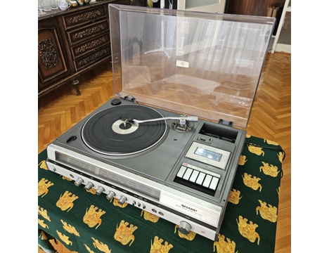 Antika Eşya, Sharp Sg 100X , Pikap Radyo Plakçalar , Sharp Sg-100X Vintage Pikap Kasetçalar Radyo Seti