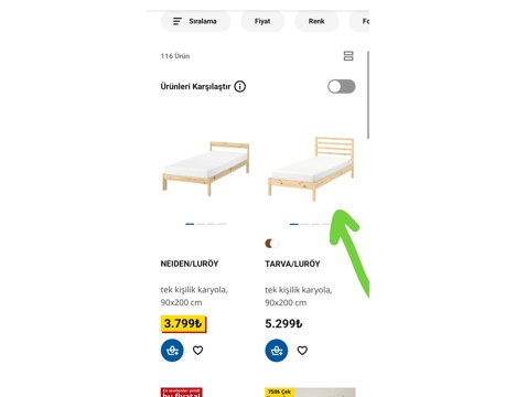 Mobilya, Yatak Odası Mobilyaları, Ikea Tarva Luröy Karyola 3.500 Tl İkinci El Pendik
